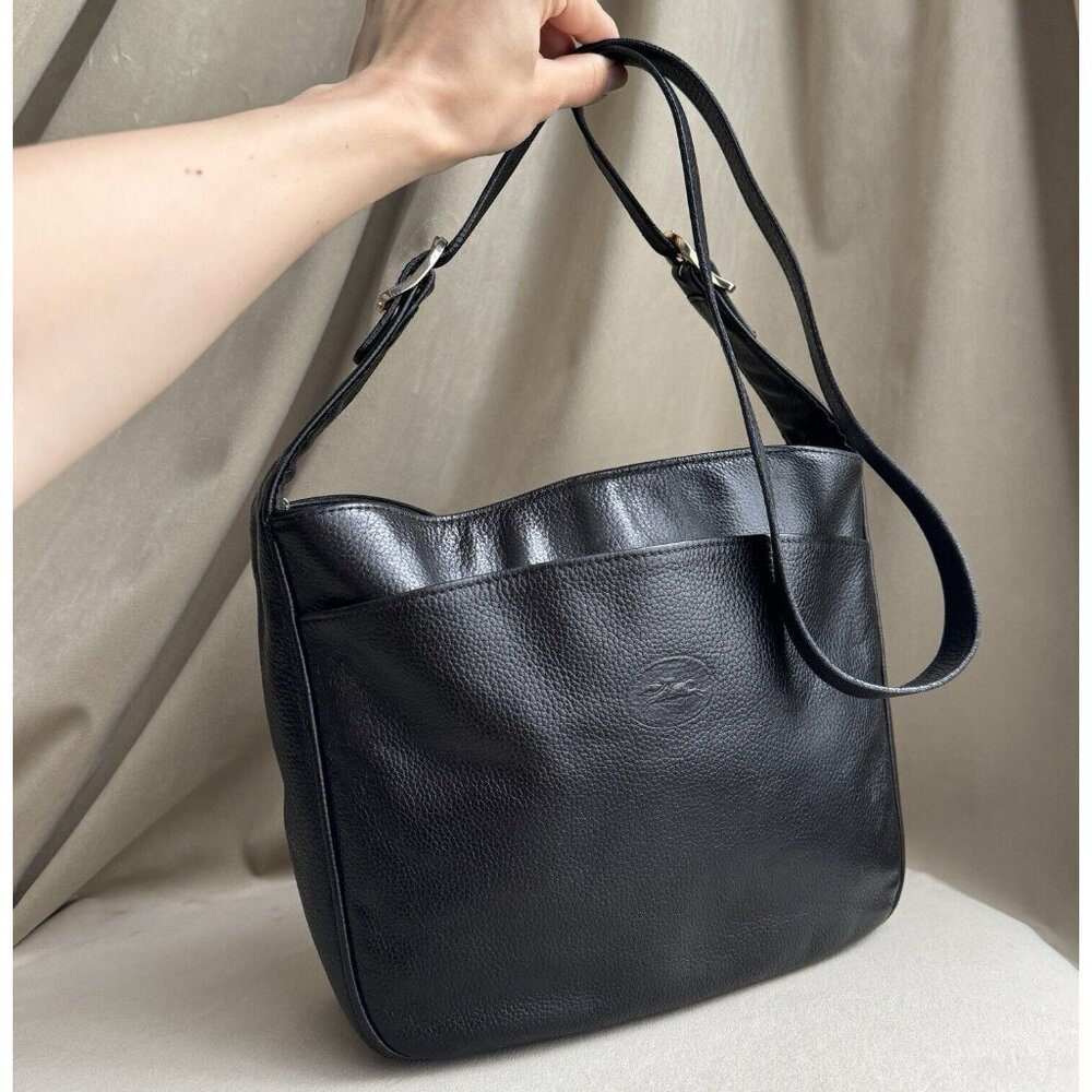 Vintage Longchamp Black Leather Crossbody/ Shoulder Bag
